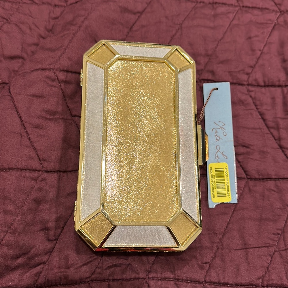Kate Landry gold silver clutch